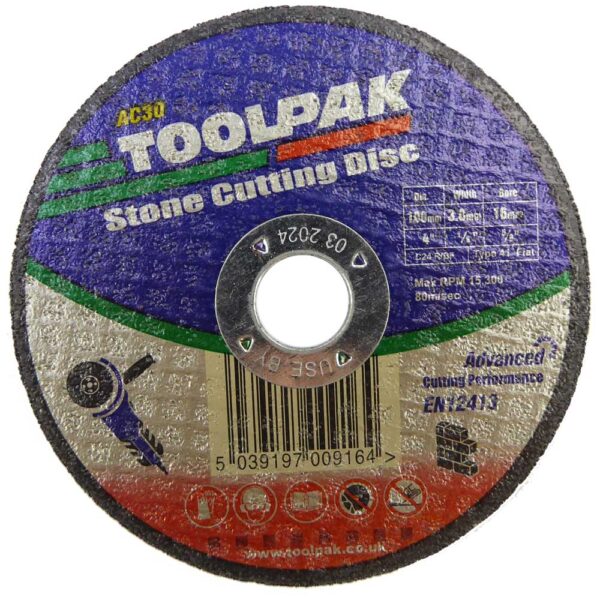 TOOLPAK AC30 4"X1/8X5/8 FLAT STONE CUTTING DISC [25] - Image 2