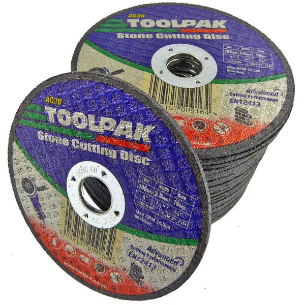 TOOLPAK AC30 4"X1/8X5/8 FLAT STONE CUTTING DISC [25]