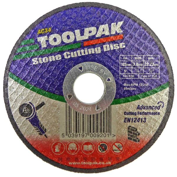 TOOLPAK AC34 5"X1/8"X7/8" FLAT STONE CUTTING DISC [25] - Image 2