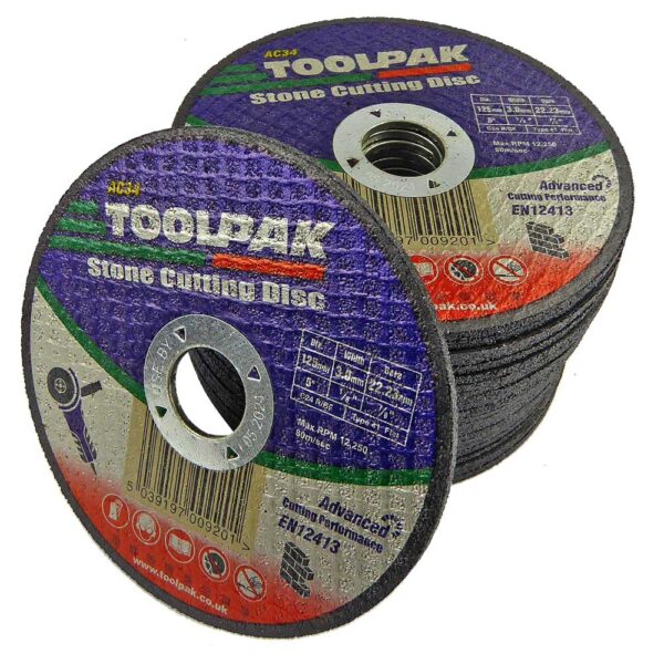 TOOLPAK AC34 5"X1/8"X7/8" FLAT STONE CUTTING DISC [25]