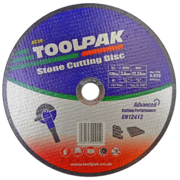 TOOLPAK AC38 9"X1/8"X7/8" FLAT STONE CUTTING DISC [25] - Image 2