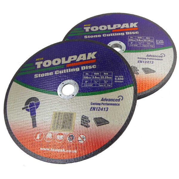 TOOLPAK AC38 9"X1/8"X7/8" FLAT STONE CUTTING DISC [25]
