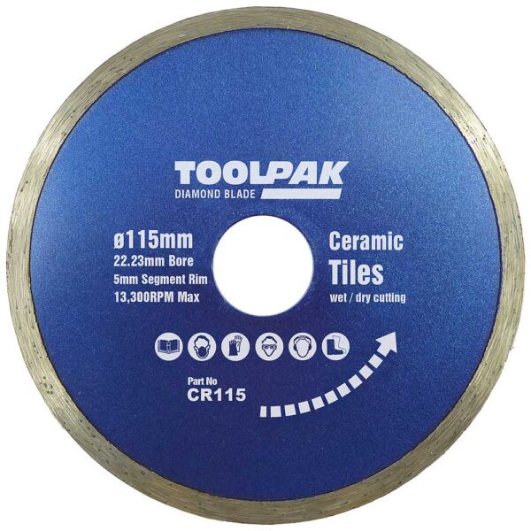FORCE-X CR115 115MM CONTINUOUS RIM DIAMOND BLADE - 22MM BORE