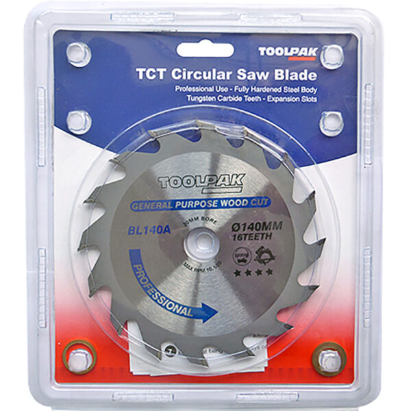 TOOLPAK BL140A TRADESMAN TCT BLADE 140MM X 20MM X 16 TEETH