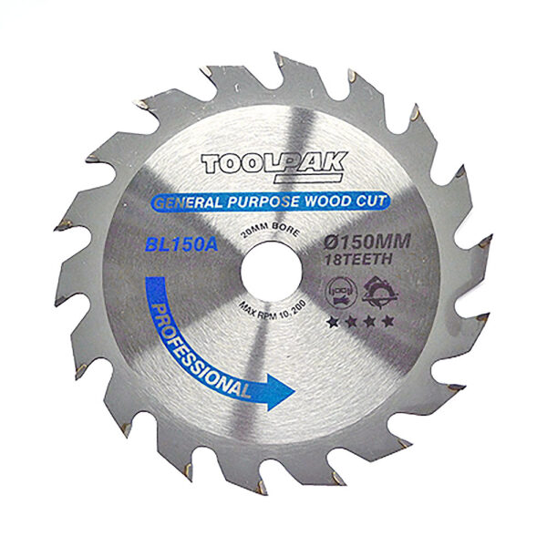 TOOLPAK BL150A TRADESMAN TCT BLADE 150MM X 20MM X 18 TEETH - Image 2
