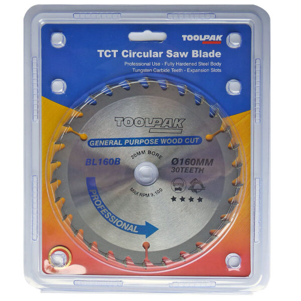 TOOLPAK BL160B TRADESMAN TCT BLADE 160MM X 20MM X 30 TEETH