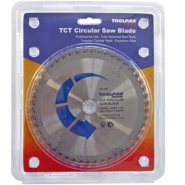 TOOLPAK BX160X CORIAN CUTTING TCT BLADE 160MM X 20MM X 48T