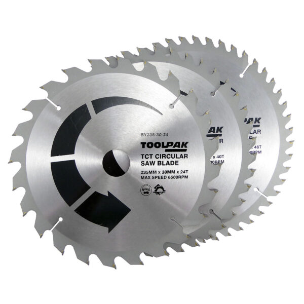 TOOLPAK BY235-30 3PC TCT SAW BLADE SET 235MM X 30MM BORE - Image 2