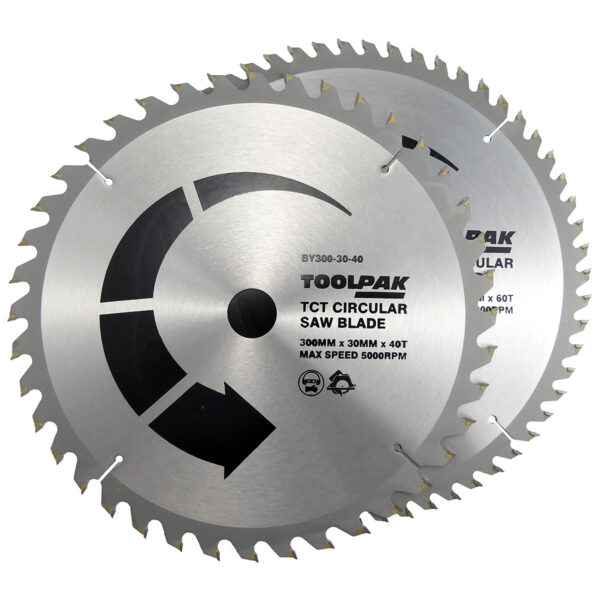 TOOLPAK BY300-30 2PC TCT SAW BLADE SET 300MM X 30MM BORE - Image 2