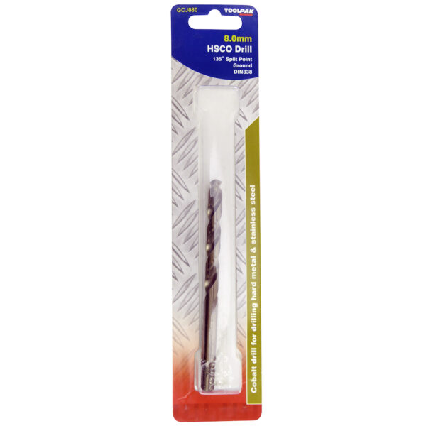 TOOLPAK GCJ080 COBALT GROUND JOBBER DRILL 8.0MM