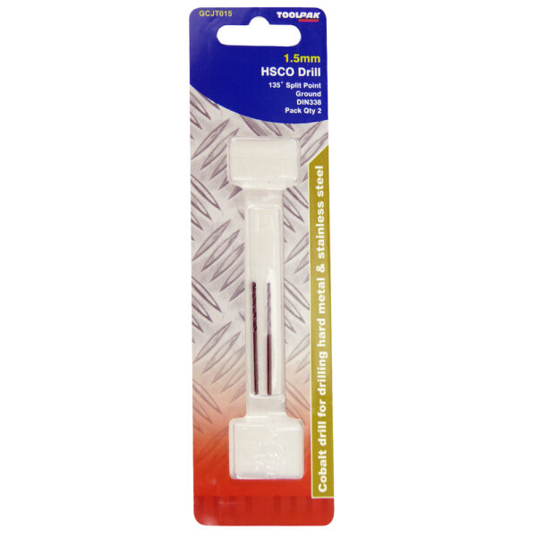 TOOLPAK GCJT015 COBALT GROUND JOBBER DRILL 1.5MM [X2]