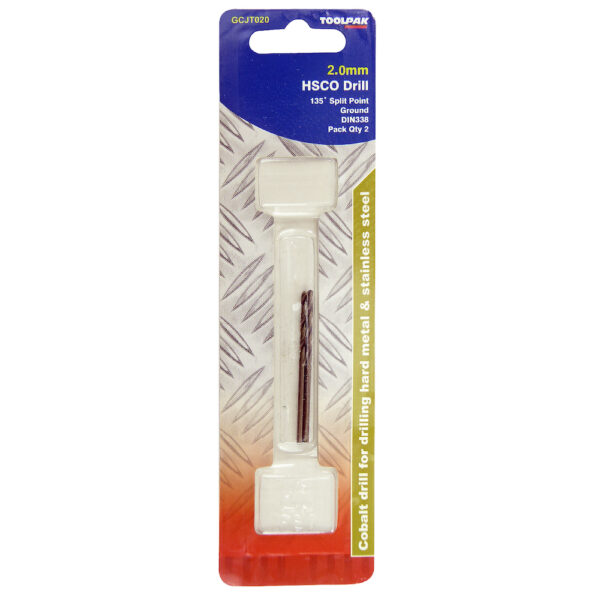TOOLPAK GCJT020 COBALT GROUND JOBBER DRILL 2.0MM [X2]