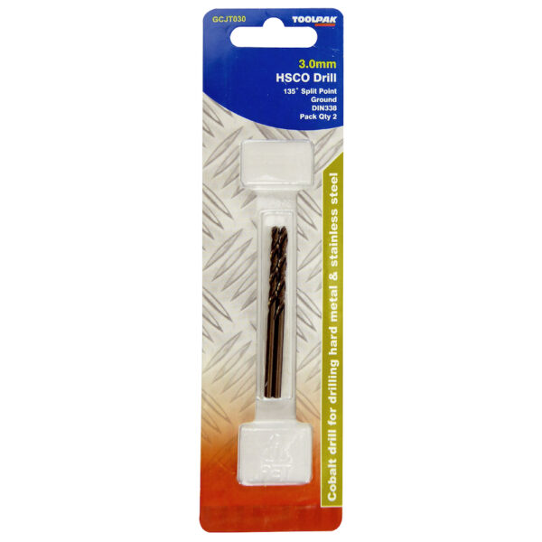 TOOLPAK GCJT030 COBALT GROUND JOBBER DRILL 3.0MM [X2]