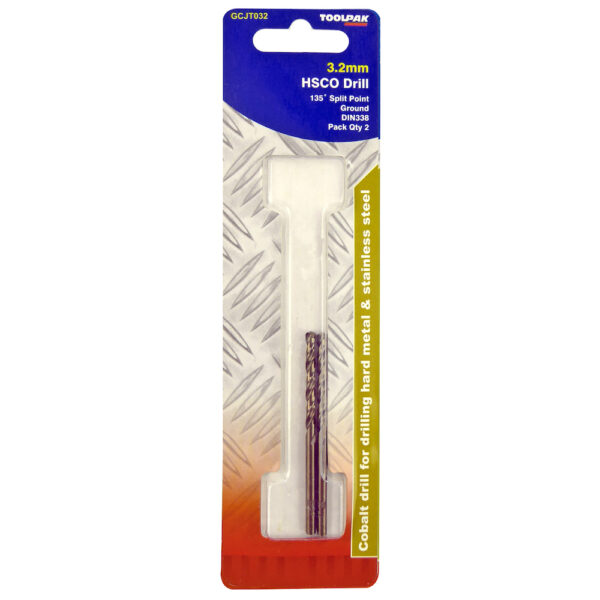 TOOLPAK GCJT032 COBALT GROUND JOBBER DRILL 3.2MM [X2]