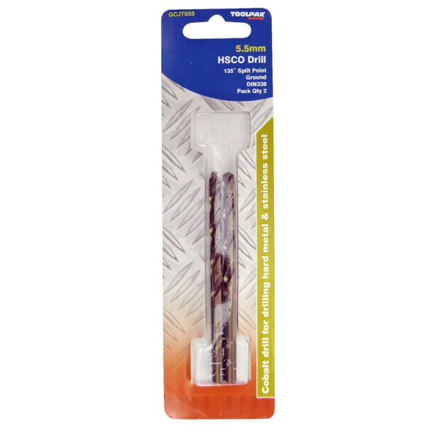 TOOLPAK GCJT055 COBALT GROUND JOBBER DRILL 5.5MM [X2]