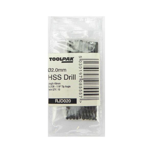 TOOLPAK RJD020 HSS ROLL FORGED JOBBER DRILL 2.0MM [X10]