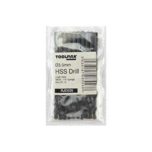 TOOLPAK RJD035 HSS ROLL FORGED JOBBER DRILL 3.5MM [X10]
