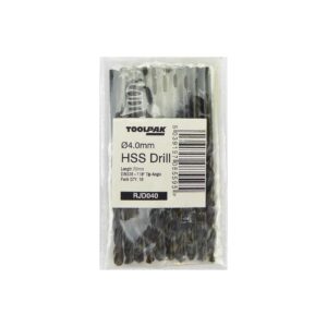 TOOLPAK RJD040 HSS ROLL FORGED JOBBER DRILL 4.0MM [X10]