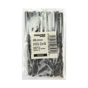 TOOLPAK RJD050 HSS ROLL FORGED JOBBER DRILL 5.0MM [X10]
