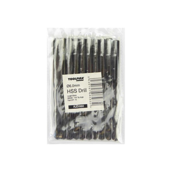 TOOLPAK RJD060 HSS ROLL FORGED JOBBER DRILL 6.0MM [X10]