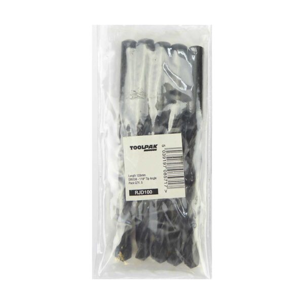 TOOLPAK RJD100 HSS ROLL FORGED JOBBER DRILL 10.0MM [X5]