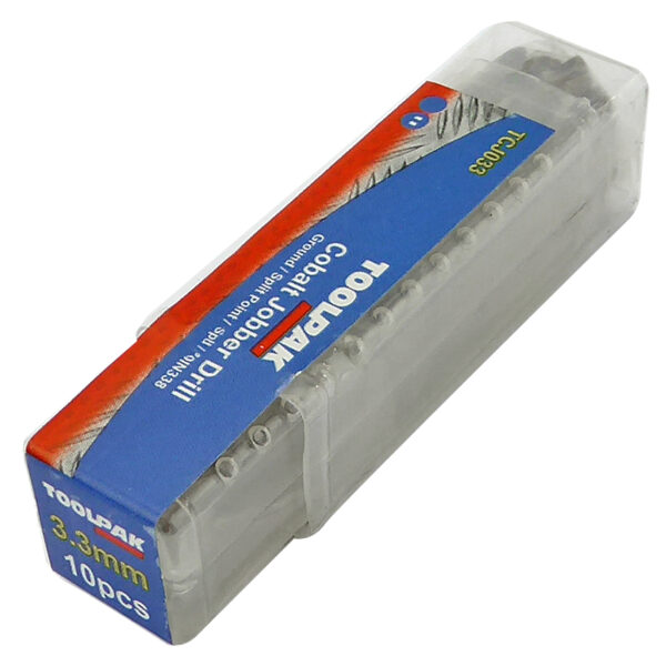 TOOLPAK TCJ033 COBALT GROUND JOBBER DRILL 3.3MM [X10]