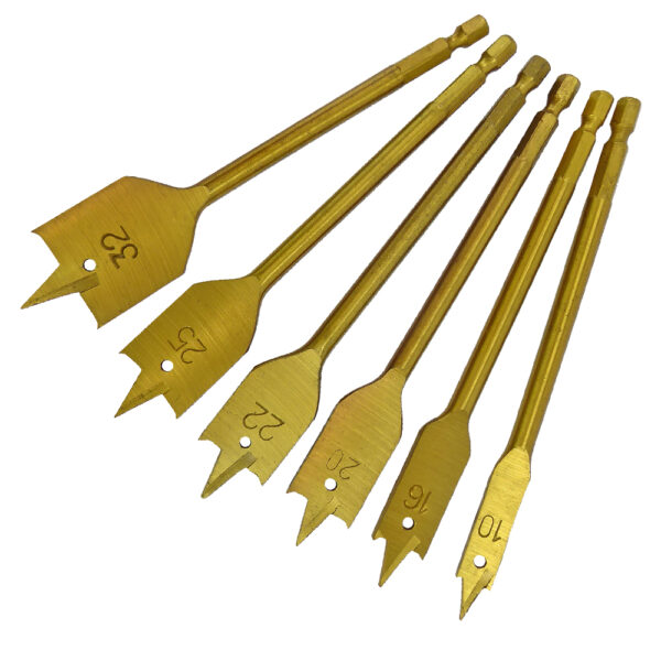 TOOLPAK TWSB-SET06 TiN COATED FLAT WOOD BIT SET 6PC - Image 2